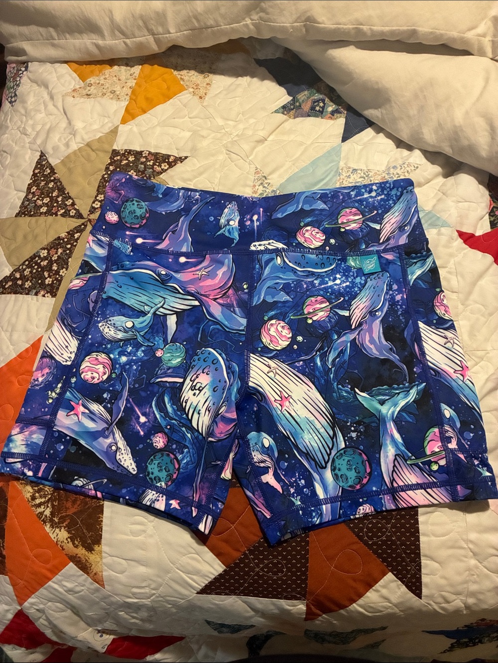 Women’s Cosmic Whale Shorts Spacefish Army